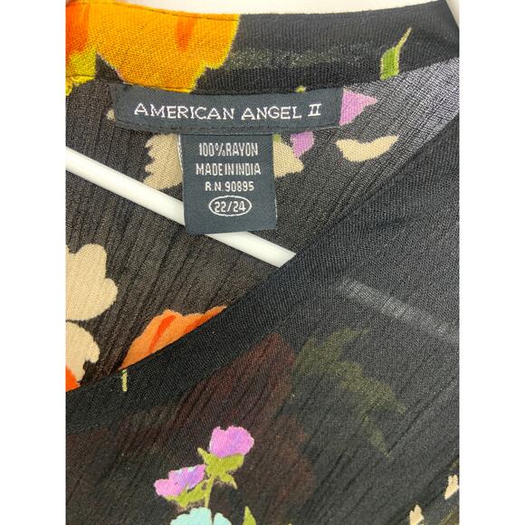 American Angel Black Floral Maxi Dress Sleeveless Size 22/24 - Picture 3 of 5